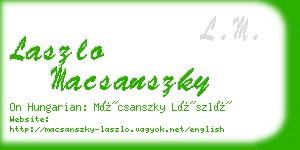 laszlo macsanszky business card